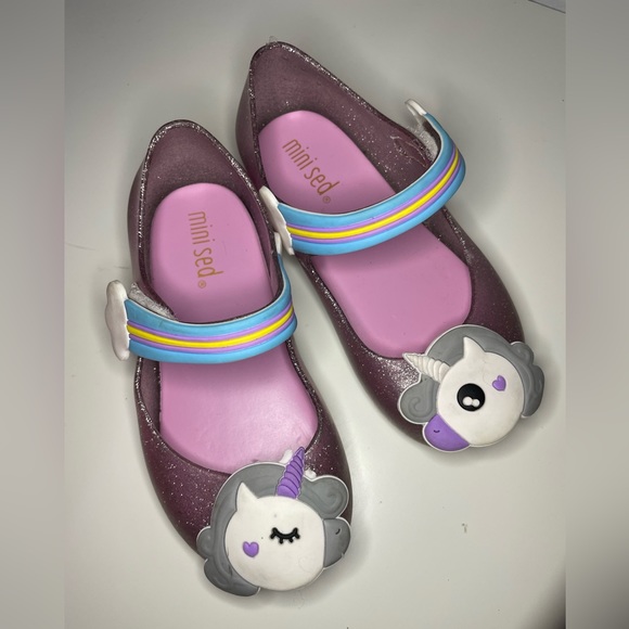 MINI SED SANDALS JELLY shoes girls, glitter Unicorn, SIZE 9 - Picture 10 of 15